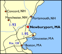 Map showing the location of Newburyport, MA